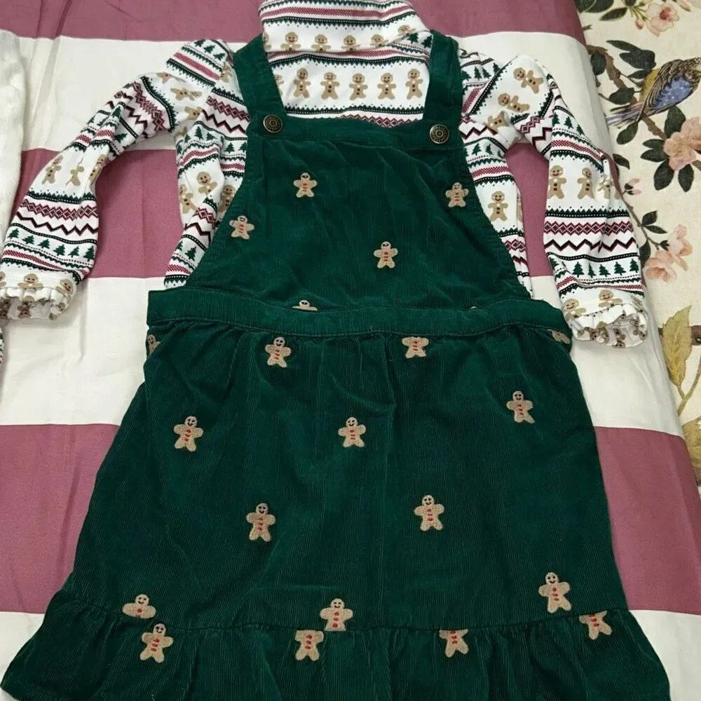 Gymboree gingerbread corduroy dress set size 4-5